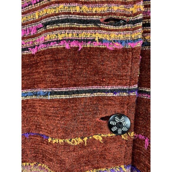 Blast Jacket Womens Large Vintage rust multi colored striped button front lined - Picture 5 of 5